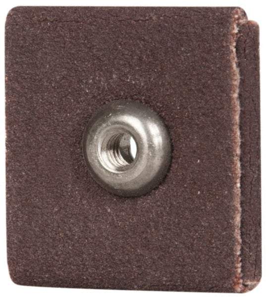 Merit Abrasives - 120 Grit, Fine Grade, Aluminum Oxide Square Pad - 1" Long x 1" Wide x 1" Thick, 1 Ply, 25,000 Max RPM - Benchmark Tooling