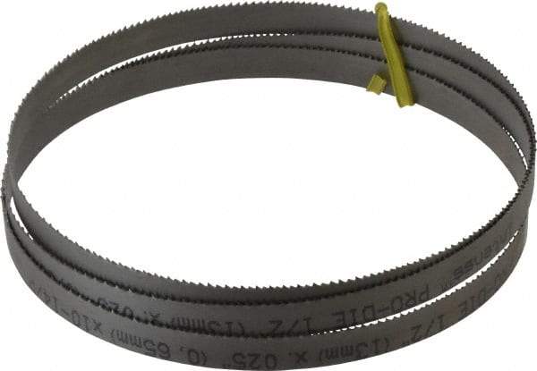 Starrett - 10 to 14 TPI, 5' Long x 1/2" Wide x 0.025" Thick, Welded Band Saw Blade - Bi-Metal, Toothed Edge, Raker Tooth Set, Contour Cutting - Benchmark Tooling
