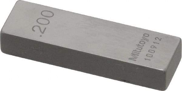 Mitutoyo - 0.2" Rectangular Steel Gage Block - Accuracy Grade 0, Includes Certificate of Inspection - Benchmark Tooling