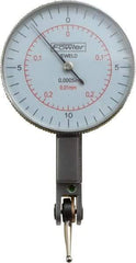 Fowler - 0.02 Inch Range, 0.0005 Inch Dial Graduation, Horizontal Dial Test Indicator - 1-1/2 Inch White Dial, 0-0.25-0; 0-10-0 Dial Reading - Benchmark Tooling