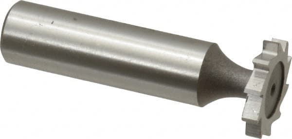 Keo - 3/4" Diam x 1/8" Face Width, High Speed Steel, 10 Teeth, Shank Connection Woodruff Keyseat Cutter - Uncoated, 2-1/8" OAL x 1/2" Shank, Straight Teeth, ANSI 406, Old Standard 7 - Benchmark Tooling