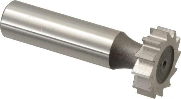 Keo - 7/8" Diam x 1/4" Face Width, High Speed Steel, 12 Teeth, Shank Connection Woodruff Keyseat Cutter - Uncoated, 2-1/4" OAL x 1/2" Shank, Straight Teeth, ANSI 807, Old Standard A - Benchmark Tooling