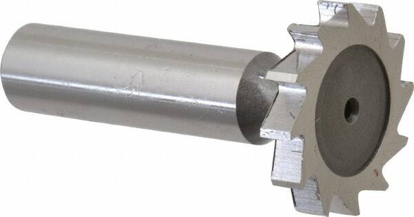 Keo - 1-1/8" Diam x 3/16" Face Width, High Speed Steel, 12 Teeth, Shank Connection Woodruff Keyseat Cutter - Uncoated, 2-3/16" OAL x 1/2" Shank, Straight Teeth, ANSI 609, Old Standard 16 - Benchmark Tooling