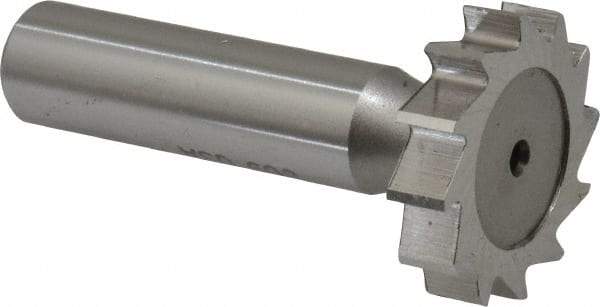 Keo - 1-1/8" Diam x 1/4" Face Width, High Speed Steel, 12 Teeth, Shank Connection Woodruff Keyseat Cutter - Uncoated, 2-1/4" OAL x 1/2" Shank, Straight Teeth, ANSI 809, Old Standard 18 - Benchmark Tooling