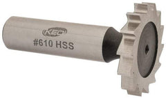 Keo - 1-1/4" Diam x 3/16" Face Width, High Speed Steel, 14 Teeth, Shank Connection Woodruff Keyseat Cutter - Uncoated, 2-3/16" OAL x 1/2" Shank, Straight Teeth, ANSI 610, Old Standard 19 - Benchmark Tooling