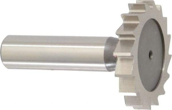 Keo - 1-1/2" Diam x 1/4" Face Width, High Speed Steel, 16 Teeth, Shank Connection Woodruff Keyseat Cutter - Uncoated, 2-1/4" OAL x 1/2" Shank, Straight Teeth, ANSI 812, Old Standard 24 - Benchmark Tooling