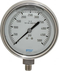 Wika - 4" Dial, 1/4 Thread, 0-5,000 Scale Range, Pressure Gauge - Lower Connection Mount, Accurate to 1% of Scale - Benchmark Tooling