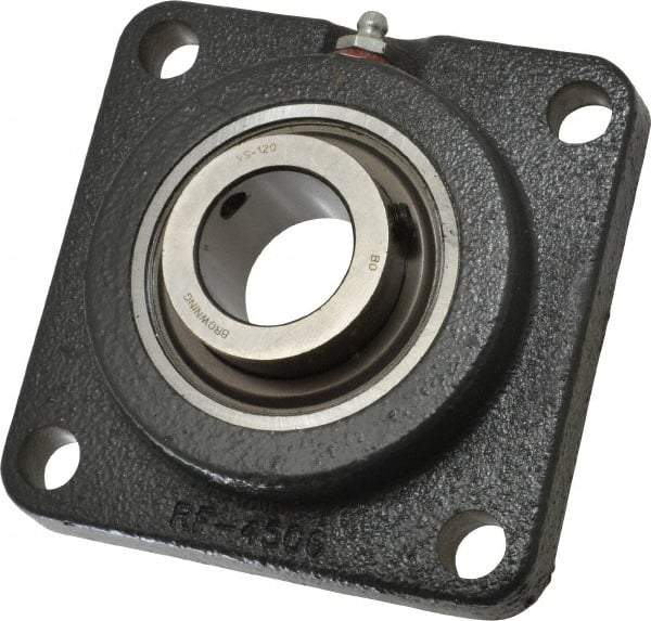 Browning - 1-1/4" ID, 4-5/8" OAL x 4-5/8" OAH 4-Bolt Flange - 3,493 Lb Static Cap, 5,782 Lb Dyn Cap, 3-5/8" Btw Mnt Hole Ctrs, Cast Iron - Benchmark Tooling