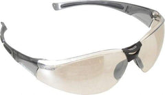 North - Indoor/Outdoor Silver Mirror Lenses, Frameless Safety Glasses - Scratch Resistant, Plastic Frame, Size Universal, Wrap Around - Benchmark Tooling