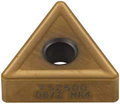 Seco - TNMG332 MR4 Grade TS2500 Carbide Turning Insert - TiAlN/TiN Finish, 60° Triangle, 3/8" Inscr Circle, 3/16" Thick, 1/32" Corner Radius - Benchmark Tooling