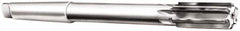 Made in USA - 9/16" Diam, 1MT Morse Taper Shank, 1-1/8" Flute Length, Machine Expansion Reamer - Straight Flute, 8" OAL, Right Hand Cut, 6 Flutes, Carbide-Tipped, Bright Finish - Benchmark Tooling