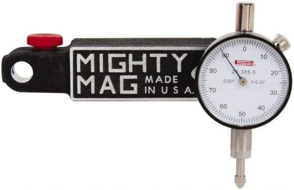 SPI - 0.001" Graduation, 0-100 Dial Reading, Indicator & Base Kit - 4-1/2" Base Length x 1-1/4" Base Width x 1" Base Height, 2" Dial Diam - Benchmark Tooling