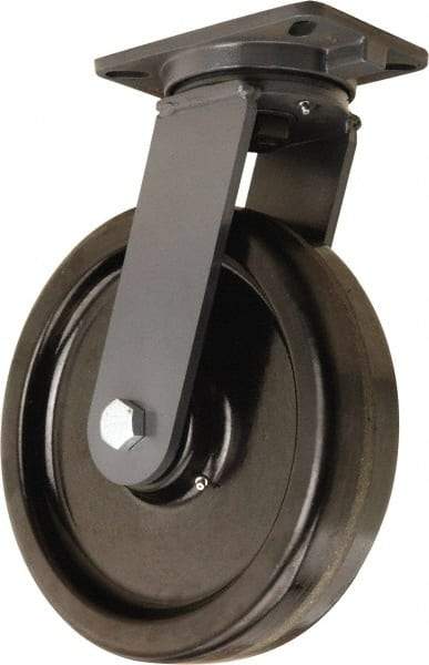 Hamilton - 12" Diam x 3" Wide x 15-1/2" OAH Top Plate Mount Swivel Caster - Phenolic, 3,500 Lb Capacity, Tapered Roller Bearing, 5-1/4 x 7-1/4" Plate - Benchmark Tooling