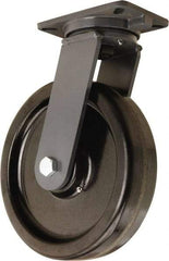 Hamilton - 12" Diam x 3" Wide x 15-1/2" OAH Top Plate Mount Swivel Caster - Phenolic, 3,500 Lb Capacity, Tapered Roller Bearing, 5-1/4 x 7-1/4" Plate - Benchmark Tooling