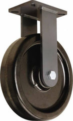 Hamilton - 12" Diam x 3" Wide x 15-1/2" OAH Top Plate Mount Rigid Caster - Phenolic, 3,500 Lb Capacity, Tapered Roller Bearing, 5-1/4 x 7-1/4" Plate - Benchmark Tooling