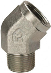 Parker - 1 Male Thread x 1 Female Thread, Zinc Plated Steel Industrial Pipe 45° Street Elbow - MNPTF x FNPTF, 1,800 psi - Benchmark Tooling