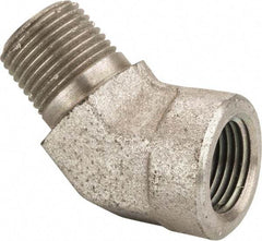 Parker - 3/8 Male Thread x 3/8 Female Thread, Zinc Plated Steel Industrial Pipe 45° Street Elbow - MNPTF x FNPTF, 4,500 psi - Benchmark Tooling