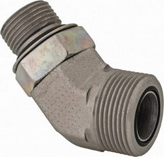 Parker - 1" OD, Steel Zinc Plated Male 45° Elbow - 6,000 Max Working psi, O-Ring Face Seal/SAE-ORB Ends - Benchmark Tooling