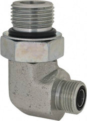 Parker - 1/2" OD, Steel Zinc Plated Male Elbow - 6,000 Max Working psi, O-Ring Face Seal/SAE-ORB Ends - Benchmark Tooling