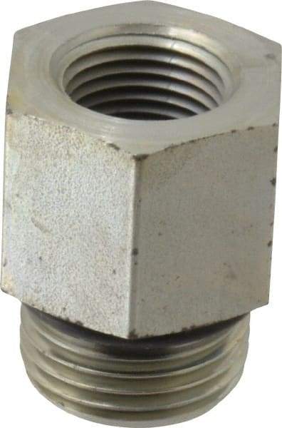 Parker - 7/8-14 Male Thread x 3/8 Female Thread, Zinc Plated Steel Industrial Pipe Adapter - Male Straight Thread O-Ring x Female NPTF, 5,000 psi - Benchmark Tooling