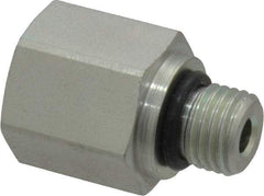 Parker - 7/16-20 Male Thread x 1/4 Female Thread, Zinc Plated Steel Industrial Pipe Adapter - Male Straight Thread O-Ring x Female NPTF, 6,000 psi - Benchmark Tooling