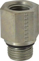 Parker - 9/16-18 Male Thread x 1/4 Female Thread, Zinc Plated Steel Industrial Pipe Adapter - Male Straight Thread O-Ring x Female NPTF, 6,000 psi - Benchmark Tooling