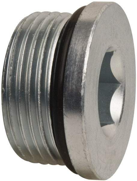 Parker - 1-5/16 - 12 Male Thread, Zinc Plated Steel Industrial Pipe Hex Socket Plug - Male Straight Thread O-Ring, 5,500 psi - Benchmark Tooling