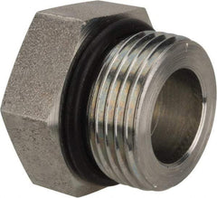 Parker - 1-3/16 - 12 Male Thread, Zinc Plated Steel Industrial Pipe Hex Head Plug - Male Straight Thread O-Ring, 5,500 psi - Benchmark Tooling