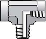 Parker - 1 Male Thread x 1 Female Thread, Zinc Plated Steel Industrial Pipe Male Branch Tee - MNPTF x FNPTF, 1,800 psi - Benchmark Tooling