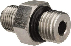 Parker - 7/16-20 x 1/8 Male Thread, Zinc Plated Steel Industrial Pipe Adapter - Male Straight Thread O-Ring x Male NPTF, 6,000 psi - Benchmark Tooling