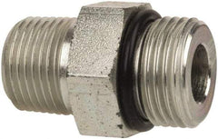 Parker - 3/4-16 x 3/8 Male Thread, Zinc Plated Steel Industrial Pipe Adapter - Male Straight Thread O-Ring x Male NPTF, 6,000 psi - Benchmark Tooling