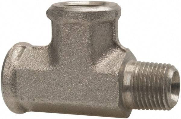 Parker - 1/8 Male Thread x 1/8 Female Thread, Zinc Plated Steel Industrial Pipe Street Tee - MNPTF x FNPTF, 5,000 psi - Benchmark Tooling