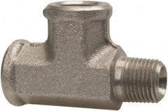 Parker - 1/8 Male Thread x 1/8 Female Thread, Zinc Plated Steel Industrial Pipe Street Tee - MNPTF x FNPTF, 5,000 psi - Benchmark Tooling