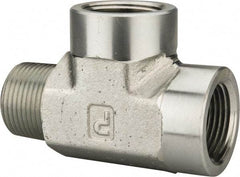 Parker - 3/4 Male Thread x 3/4 Female Thread, Zinc Plated Steel Industrial Pipe Street Tee - MNPTF x FNPTF, 3,000 psi - Benchmark Tooling