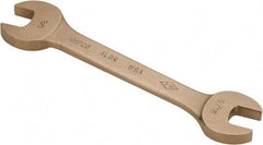 Ampco - 9/16" x 5/8" Nonsparking Open End Wrench - 6-1/2" OAL, Double End, Plain Finish, 15° Head Angle - Benchmark Tooling