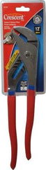 Crescent - 12" OAL, 2-1/2" Max Capacity, 8 Position Groove Joint Tongue & Groove Pliers - Straight Jaws, Straight Head, Plastic Cushion Handles - Benchmark Tooling