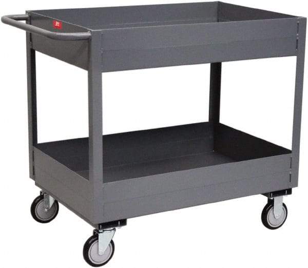 Jamco - 1,200 Lb Capacity, 18" Wide x 30" Long x 35" High Service Cart - 2 Shelf, Steel, Rubber Casters - Benchmark Tooling