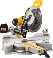 DeWALT - 15 Amp, 120 Volt, 3,800 RPM, 49° Left & Right Double Bevel Sliding Miter Saw - 5/8 or 1" Arbor, 12" Blade Diam - Benchmark Tooling