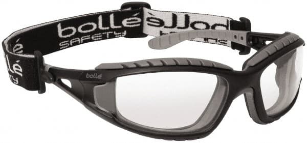 bolle SAFETY - Clear Lenses, Framed Safety Glasses - Anti-Fog, Scratch Resistant, Black/Gray Polycarbonate Frame, Wrap Around - Benchmark Tooling