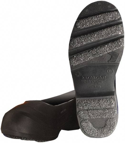 Winter Walking - Men's 10-11.5 (Women's 12-13.5) Traction Overshoes - 10" High, Plain Toe, Nonslip Sole, PVC Upper, Black - Benchmark Tooling