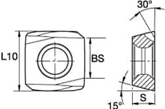Kennametal - MDHX1004 Grade K110M Carbide Milling Insert - Uncoated, 0.1874" Thick, 1/2" Inscribed Circle - Benchmark Tooling