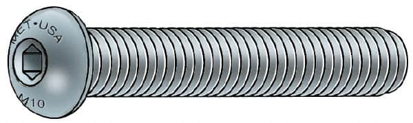 Metric Blue - M4x0.70 Metric Coarse Hex Socket Drive, Button Screw - Grade 10.9 Alloy Steel, Metric Blue Finish, Fully Threaded, 20mm Length Under Head - Benchmark Tooling