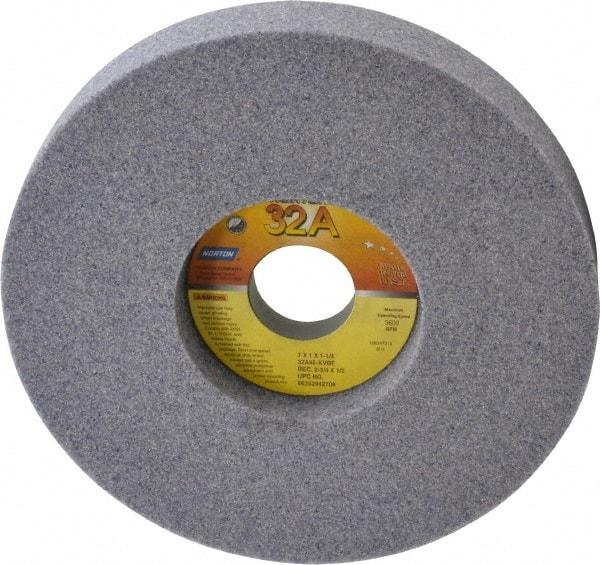 Norton - 7" Diam x 1-1/4" Hole x 1" Thick, K Hardness, 46 Grit Surface Grinding Wheel - Aluminum Oxide, Type 5, Coarse Grade, 3,600 Max RPM, Vitrified Bond, One-Side Recess - Benchmark Tooling