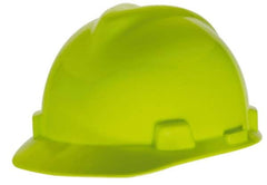 MSA - ANSI Type I, Class E Rated, 4-Point, Ratchet Adjustment Hard Hat - Hi-Viz Lime Green, Standard Brim - Benchmark Tooling
