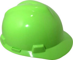 MSA - ANSI Type I, Class E Rated, 4-Point, Pin Lock Adjustment Hard Hat - One Size Fits Most, Hi-Viz Lime Green, Standard Brim - Benchmark Tooling