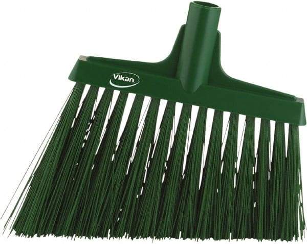 Vikan - 9-1/2" Wide, Green Synthetic Bristles, Angled Broom - Benchmark Tooling