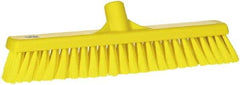 Vikan - 16" Fine Particle Synthetic Push Broom - 2" Bristle Length, Plastic Block, European Threaded Handle Connection - Benchmark Tooling