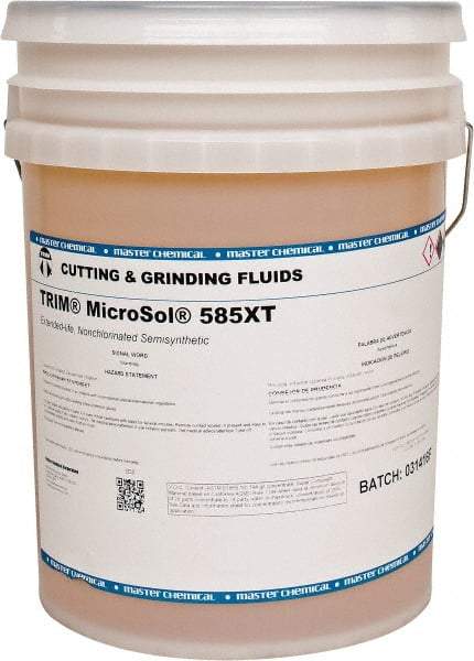 Master Fluid Solutions - Trim MicroSol 585XT, 5 Gal Pail Cutting & Grinding Fluid - Semisynthetic, For Machining - Benchmark Tooling