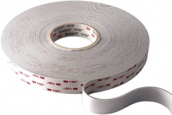 3M - 1/2" x 36 Yd Acrylic Adhesive Double Sided Tape - 45 mil Thick, White, Acrylic Foam Liner, Continuous Roll, Series 4945 - Benchmark Tooling