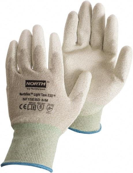 North - Size S Nylon General Protection Work Gloves - For General Purpose, Slip-On Cuff, Gray/White, Paired - Benchmark Tooling